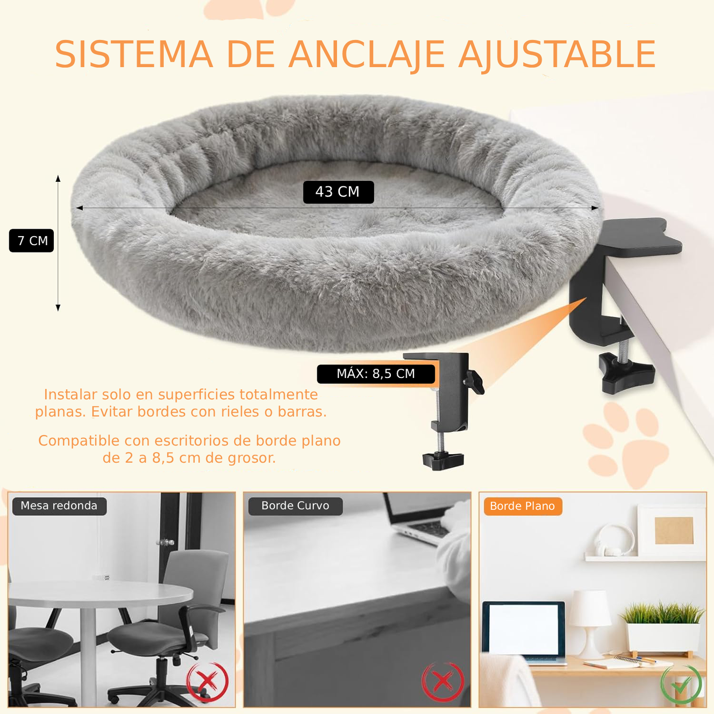 Cama de escritorio para gatos semicircular plegable