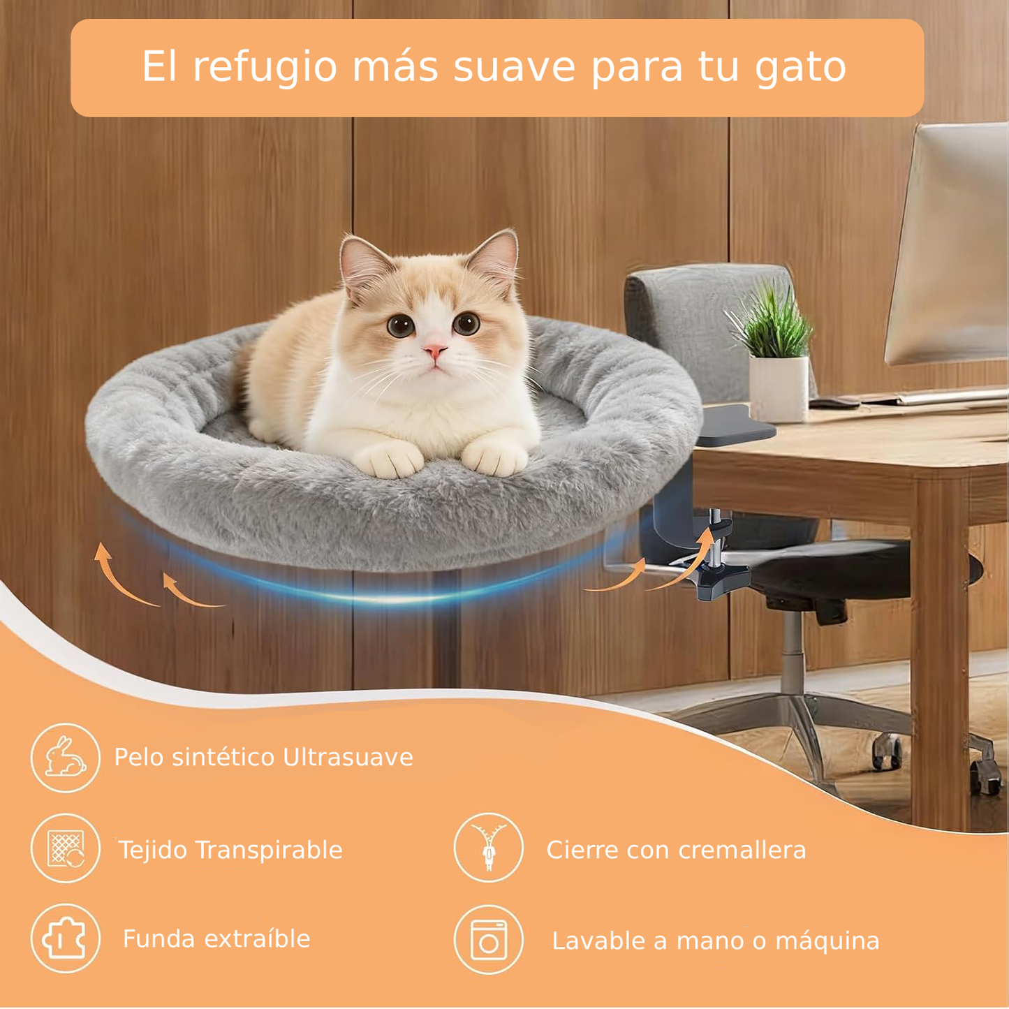 Cama de escritorio para gatos semicircular plegable